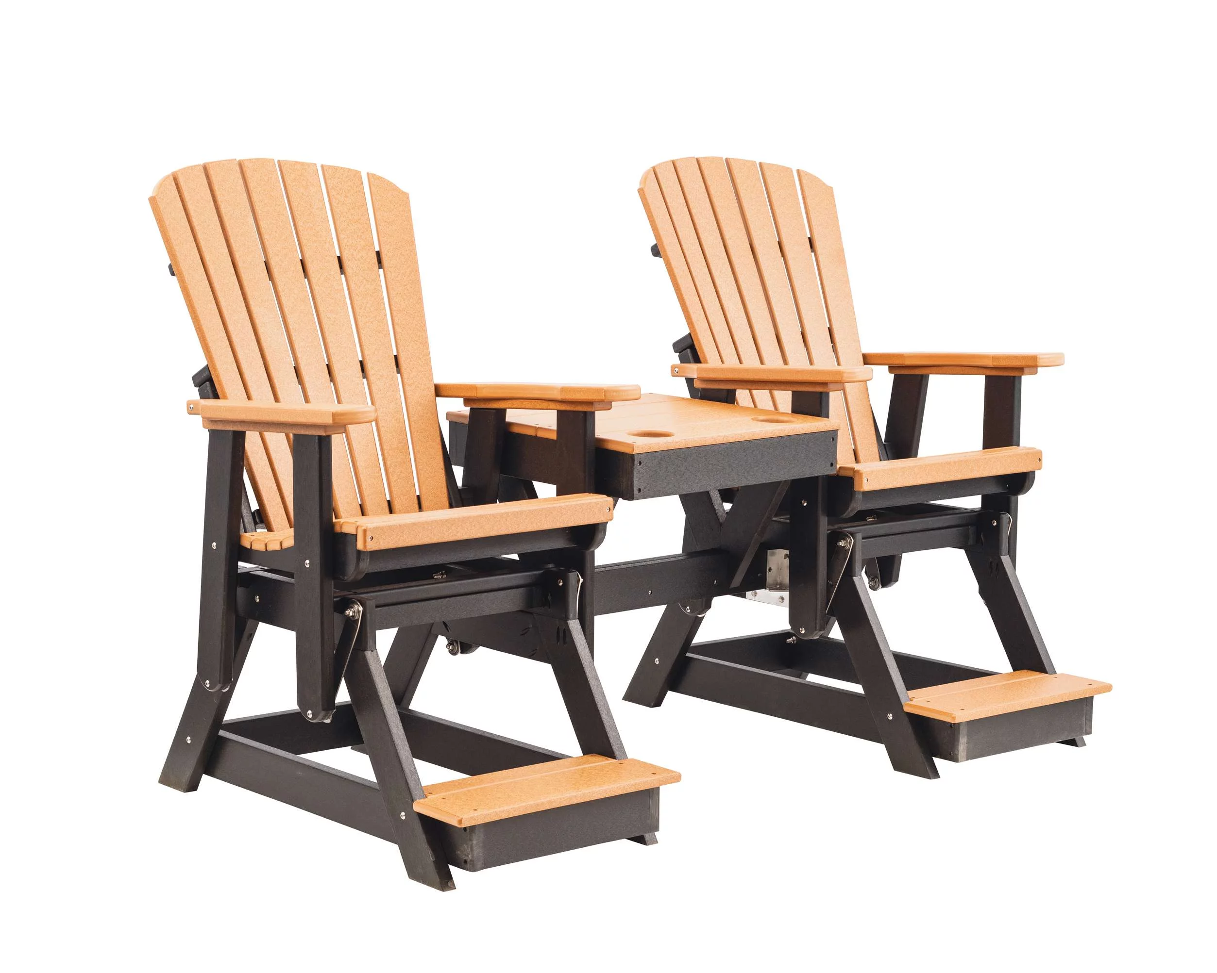 Grand Lake Amish Crafted Poly Outdoor Adirondack Balcony Glider, Cedar on Black