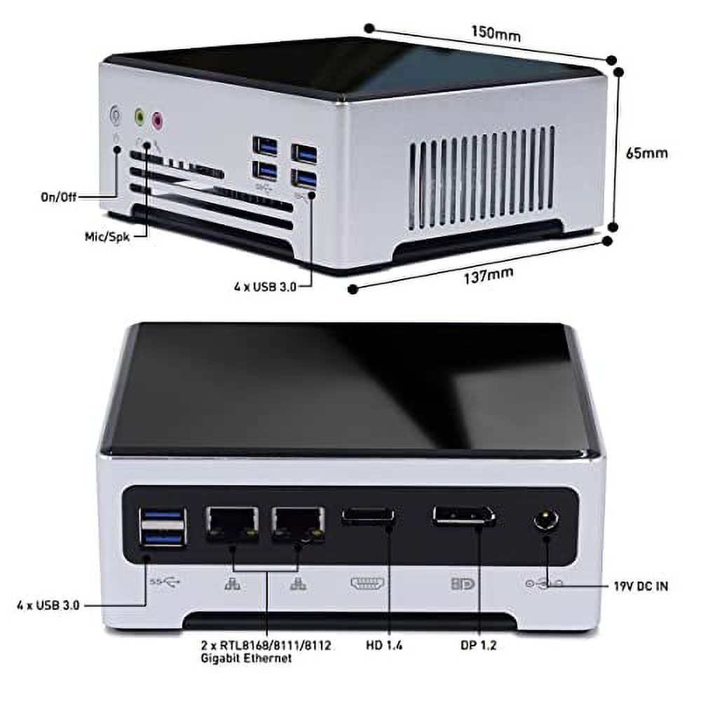 WEIDIAN Mini Desktop PC Hexa Core i7 9750H Windows 11 Mini Computer 16GB DDR4 512GB SSD Double Display 4K 60Hz Gigabit Ethernet HD DP M.2 Wi-Fi BT 4.2 Mini Business Office PC