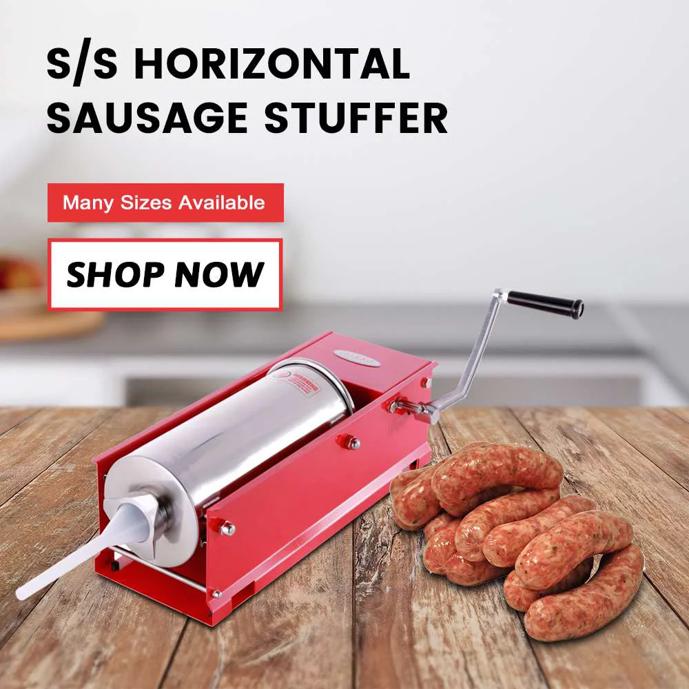 HAKKA 11 Lbs(5liter) Sausage Stuffer 2 Speed Steel Horizontal Sausage Stuffer Maker