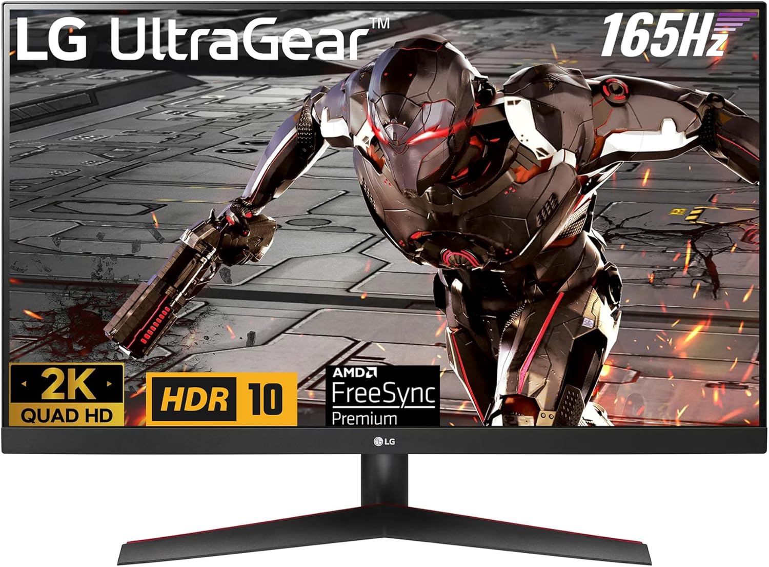 LG Ultragear Gaming Monitor | 31.5" QHD 2560x1440 | 165Hz Refresh Rate | 1ms MBR | 3000: 1 | HDR10 | AMD FreeSync Premium | Flicker Safe | Dynamic Action Sync