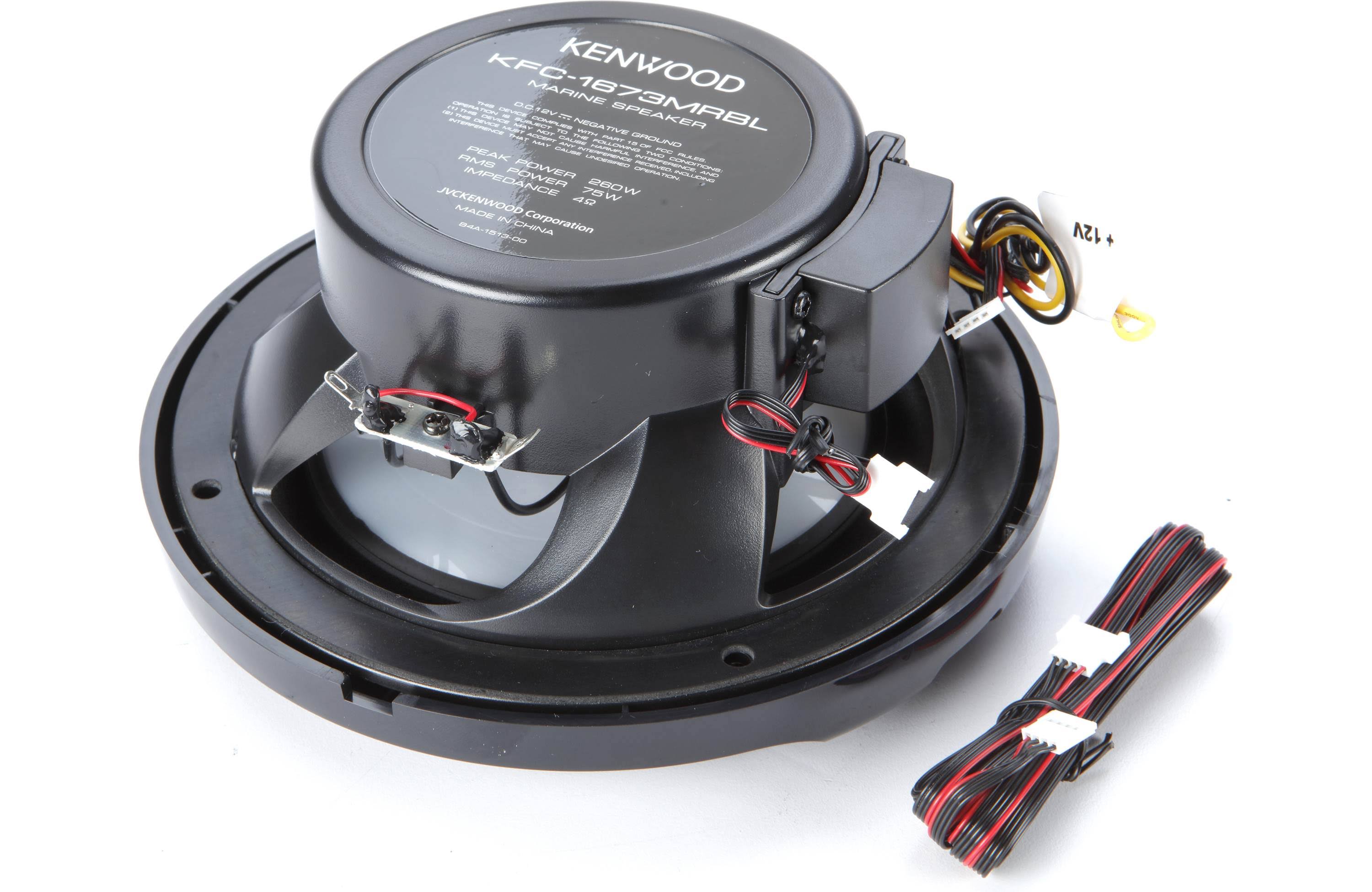 Kenwood KFC-1673MRBL 6.75& 2-Way Marine Speaker(Black) with RGB Lighting, Remot