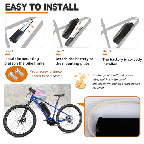 36V 48V 52V Ebike Battery 10Ah 13Ah 15Ah 20Ah Battery Pack with 3A Fast Charger 30A BMS for 36V 48V 52V Controller 250W 350W 500W 750W 1000W 1200W Motor