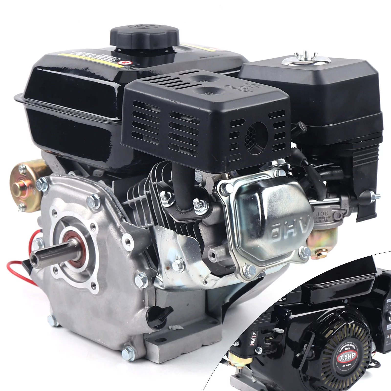 Miumaeov 7.5HP Go Kart Engine 212cc 4 Stroke Gas Engine Electric Start Horizontal Engine OHV Gasoline Air Cooling for Lawnmower Scarifier Go Kart Compressor