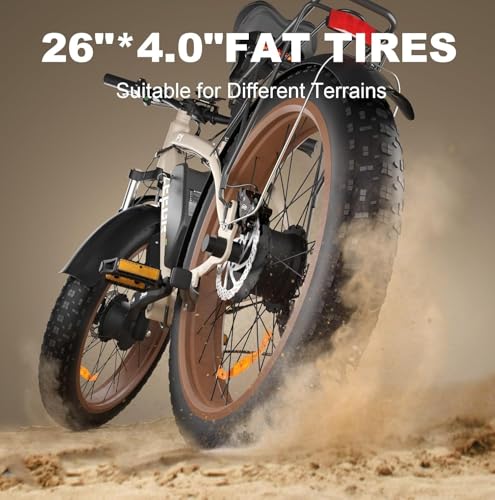 2000W Fat-Tire Electric-Bike for Adults，Dual Motor e Bike 48V 22.4AH with Hydraulic Shock Absorber 35MPH,26” Fat Tire Electric Bicycle for Snow Beach Mountain Off Road Commuter