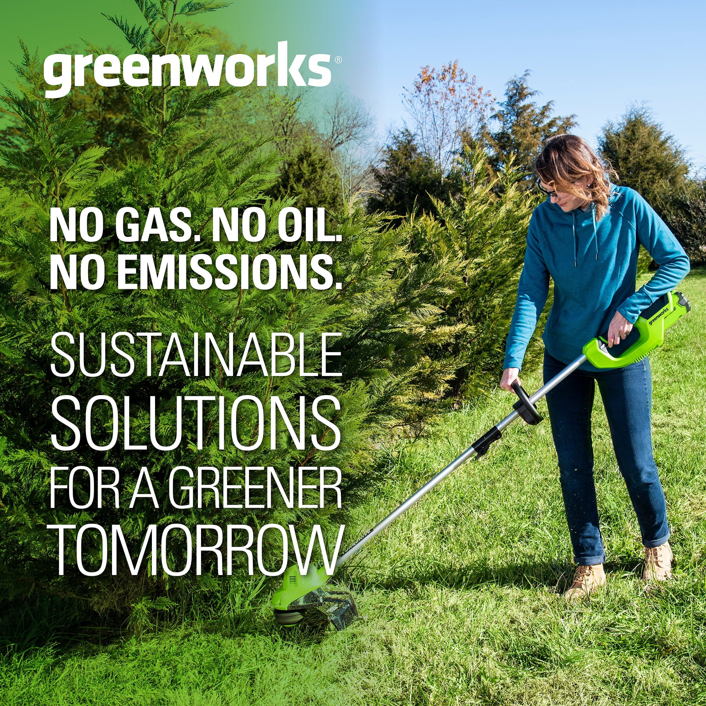 Greenworks 40V 15 Straight Shaft String Trimmer with 2.5 Ah Battery and Charger, 2111802