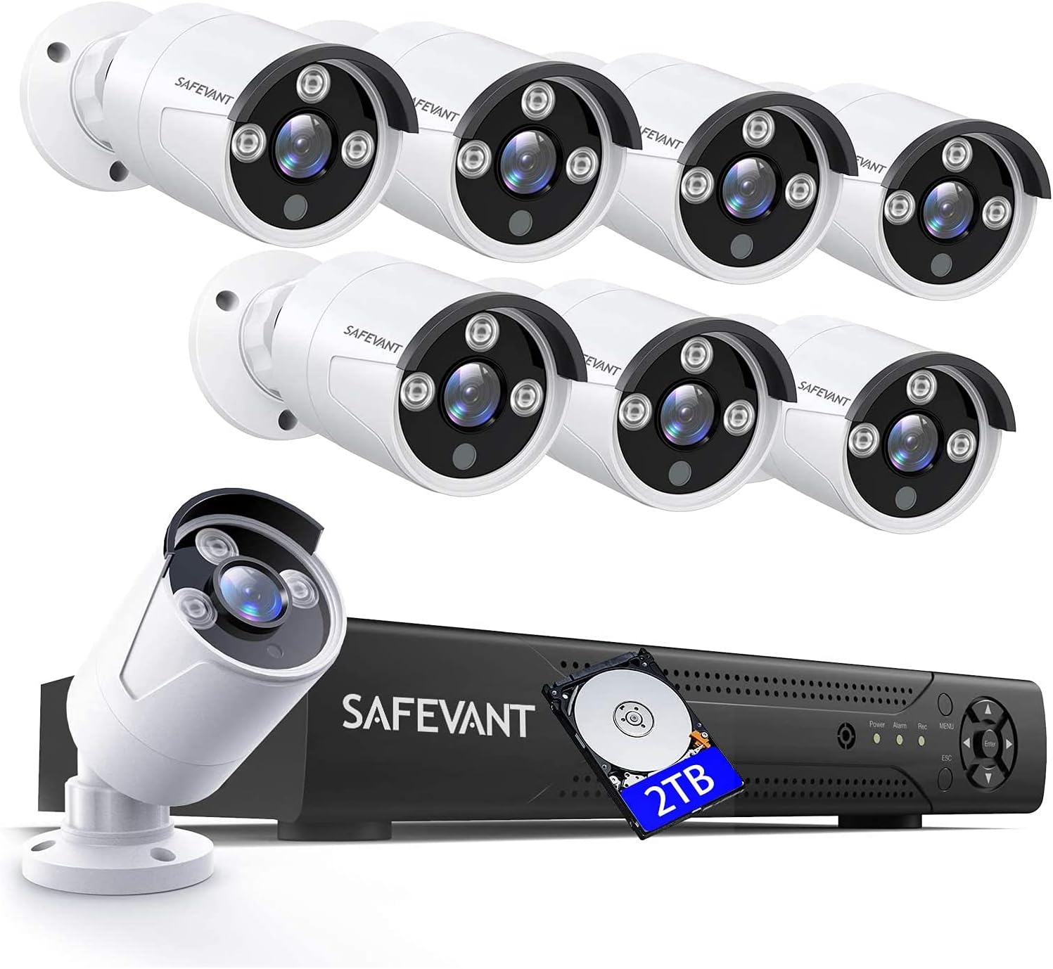 [2TB HDD] Security Camera System,SAFEVANT 8 Channel 5MP CCTV Camera Security System with 8pcs Security Cameras, Home Security Camera System for Indoor Outdoor