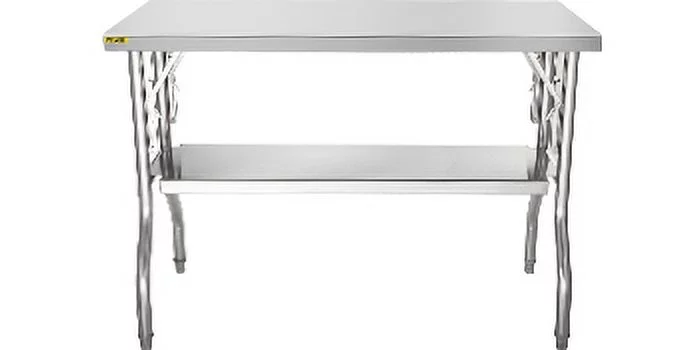 VEVOR Commercial Worktable Workstation 48 x 24 inch Folding Commercial Prep Table, Heavy-duty Stainless Steel Folding Table with 772 lbs Load, Kitchen Work Table, Silver Stainless Steel Kitchen Island