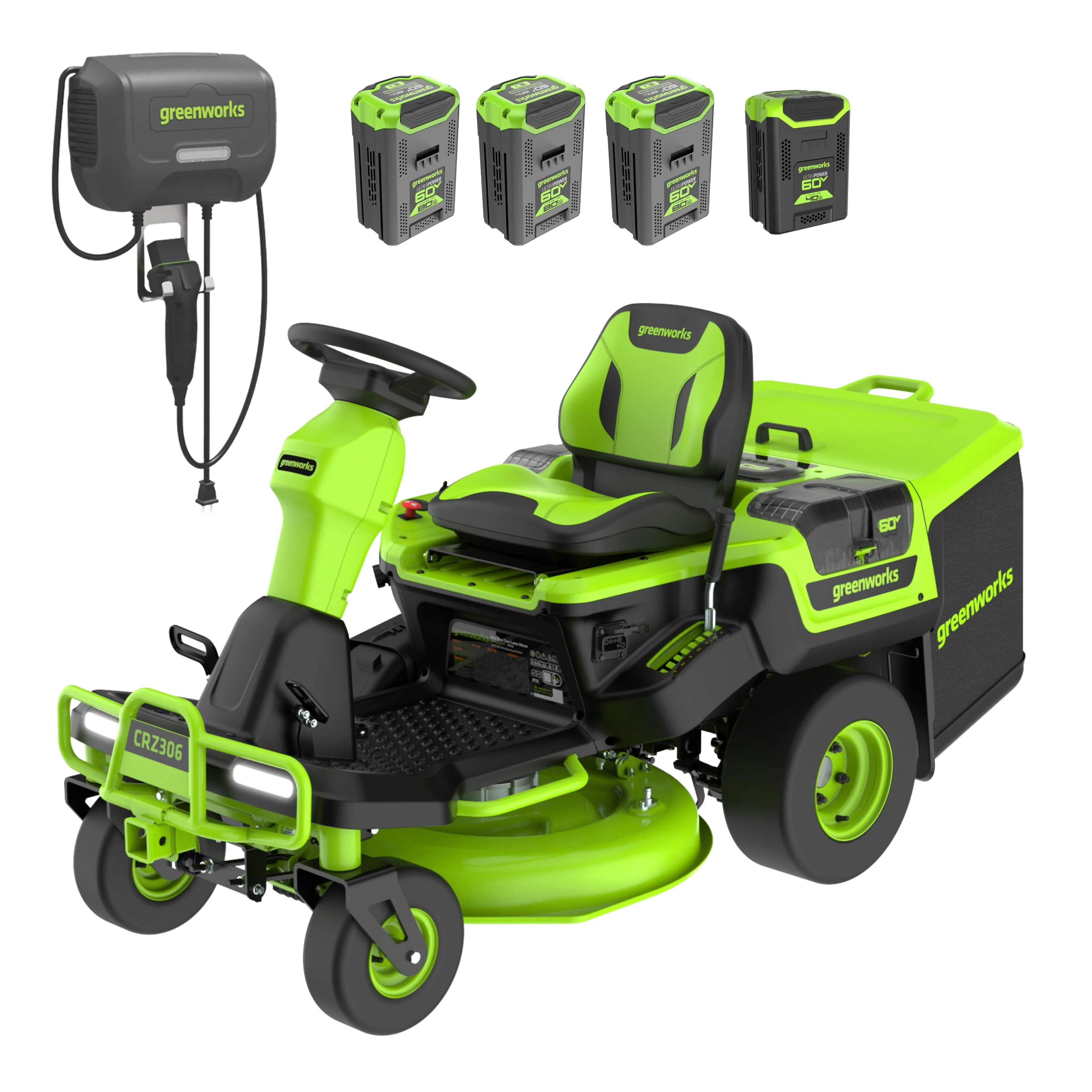 Greenworks 60V 30” CrossoverZ Zero Turn Riding Lawn Mower with (3) 8.0 Ah, (1) 4.0 Ah Batteries & 600-Watt Charger 7422702