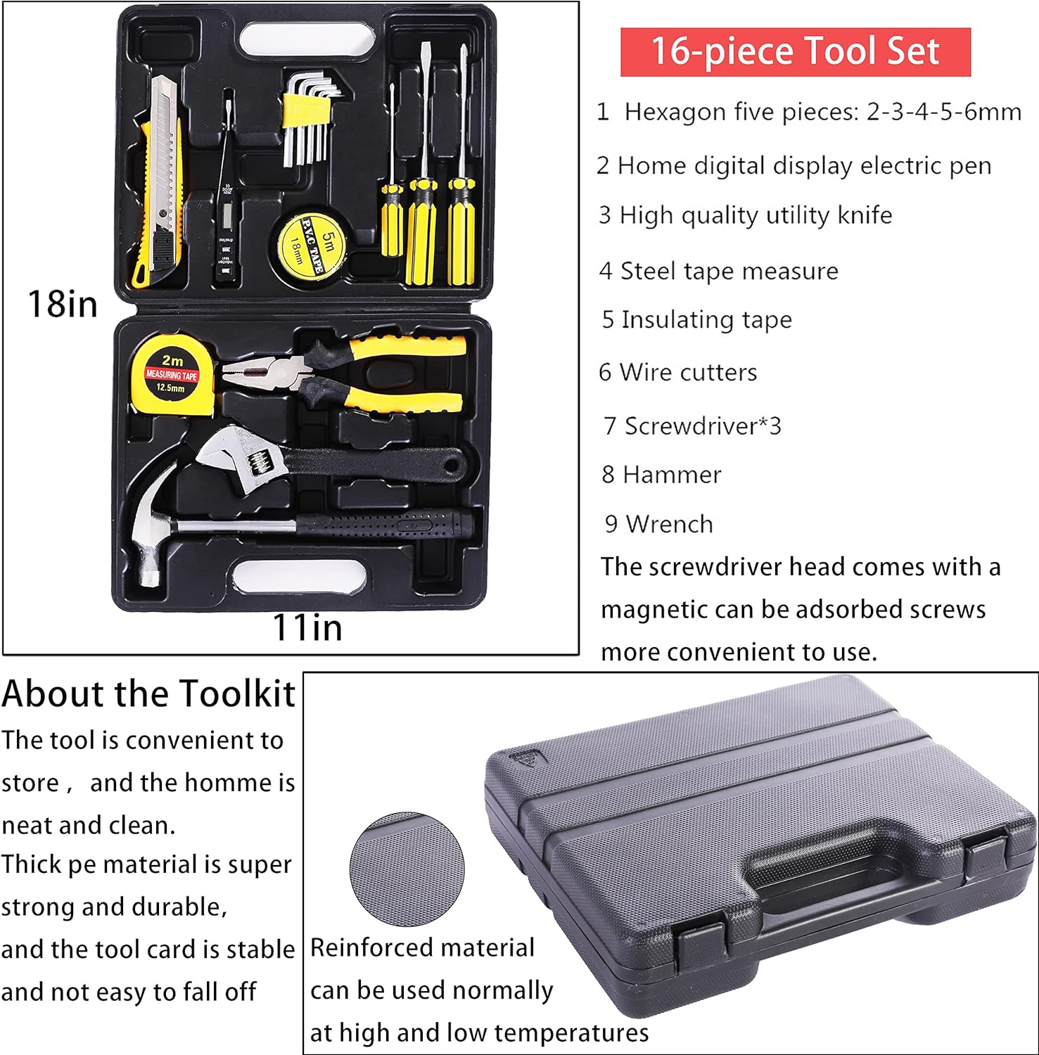 HAIPHAIK Emergency Roadside Kit - Multipurpose Emergency Pack Car Premium Road Kit Jumper Cables Set 11.8 Foot (Upgrade) 124 Pcs Emergency car Kits Car Tool kit,Tow Strap, Folding Survival Shovel