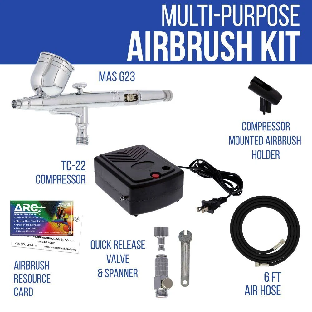 Airbrush Kit Master Compressor Mini Portable, Air Hose u0026 Case