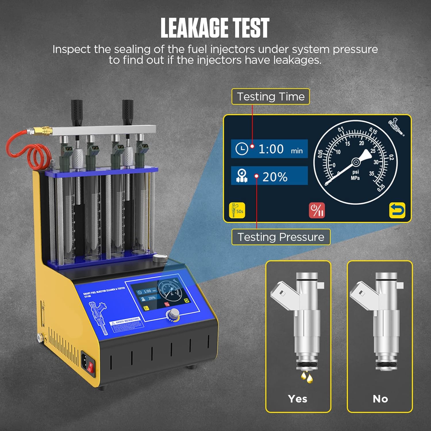 FXTUL Fuel Injector Cleaner Kit Injector Cleaner Tester Machine with 4-Cylinder Fuel Injection Cleaner Tool 220V/110V Automotive Fuel Injection System Cleaning Machine for Motorcycle Vehicle