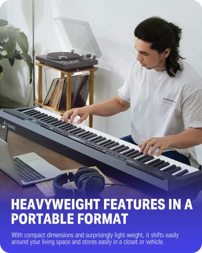 Donner DEP-20 Beginner Digital Piano 88 Key Full Size Weighted Keyboard, Portable Electric Piano with Furniture Stand, 3-Pedal Unit