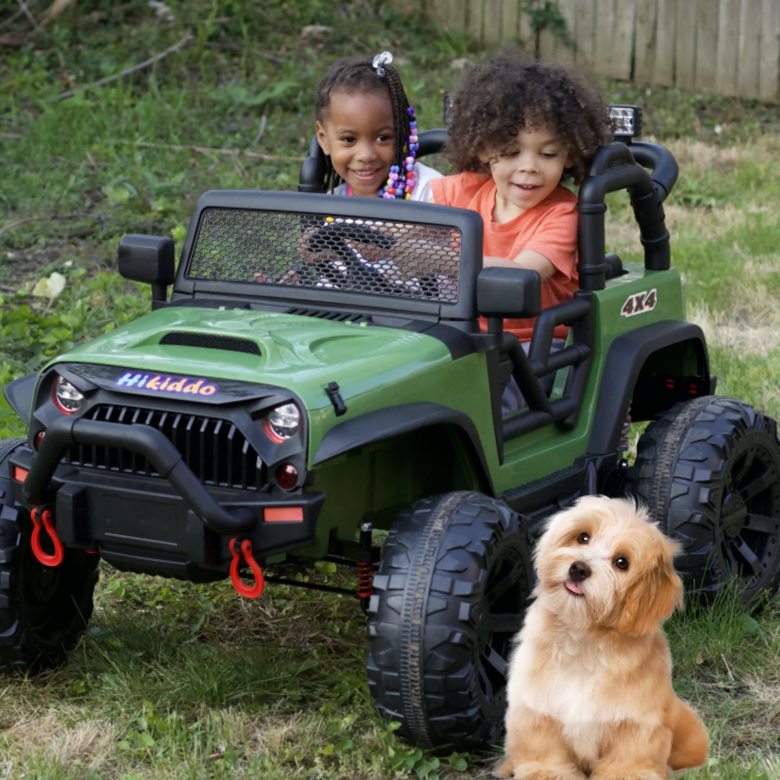 Hikiddo 24V Kids Ride on Truck, 2 Seater Powered Ride on Toy Car with Remote
