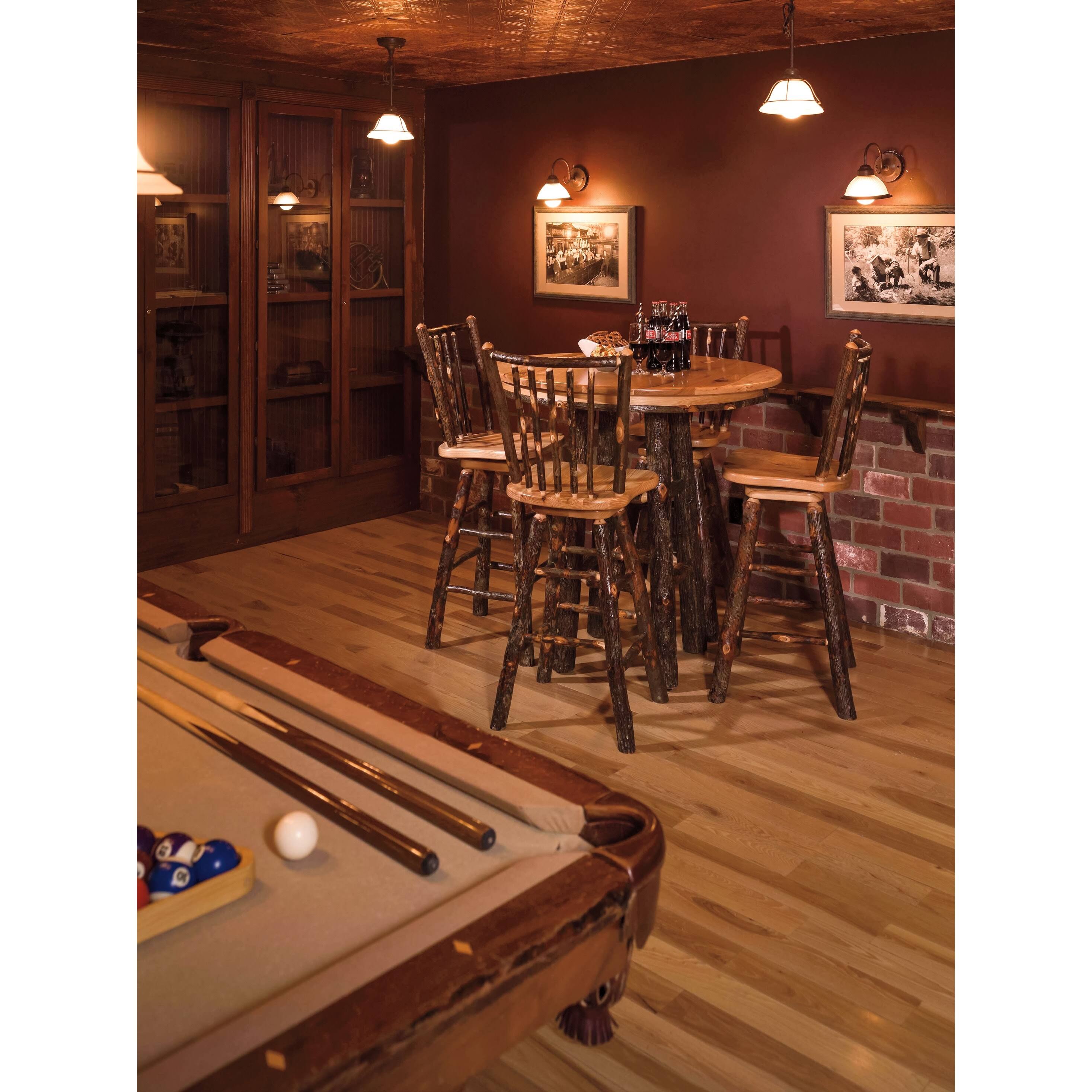 Hickory Log Stick Back Barstool - All Hickory - Counter Height