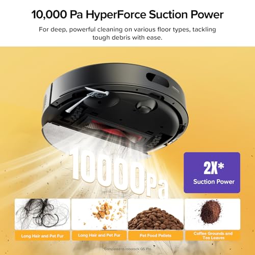 roborock Q5 Max+ Robot Vacuum with Self-Empty Dock, Upgraded from Q5+, 5500 Pa Suction, DuoRoller Brush, Hands-Free Cleaning for up to 7 Weeks, PreciSense LiDAR Navigation, App & Voice Control