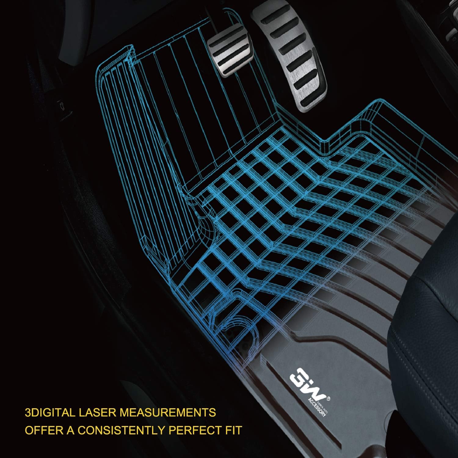 3W Floor Mats Compatible for Toyota Tundra 2014-2021 TPE All Weather Custom Fit Floor Liner for Toyota Tundra 1st and 2nd Row Full Set Car Mats Black