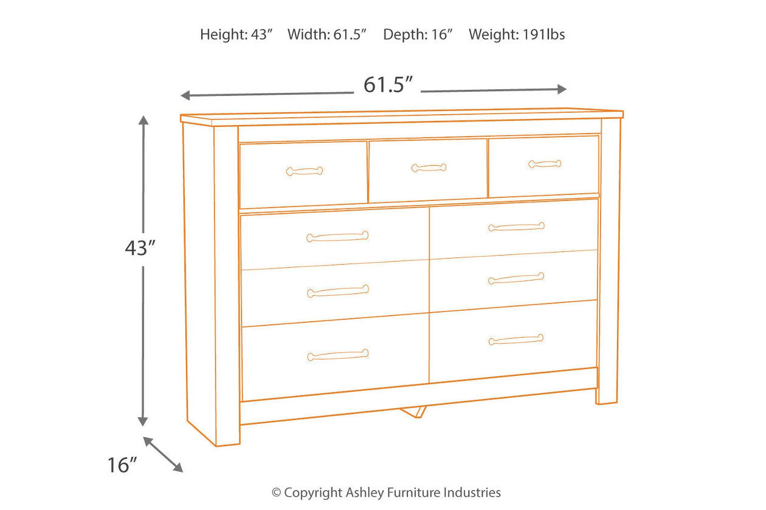 Ashley Furniture Bellaby 7 Drawer Dresser in Whitewash