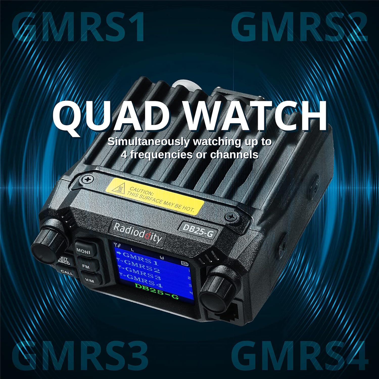 Radioddity DB25-G GMRS Mobile Radio, 25 Watts Two Way Radio Long Range, Quad Watch, GMRS Repeater Capable, with Dual Band Scanning Receiver, for Car Vehicle, Off Road, Overlanding