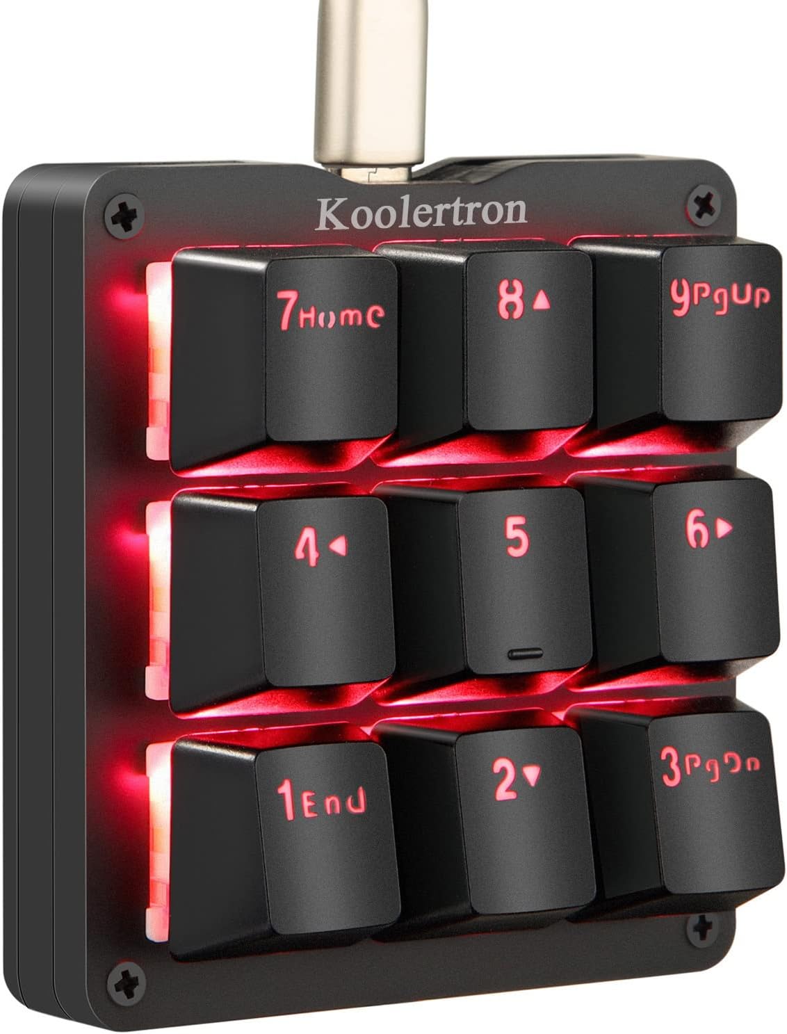 Koolertron One Handed Macro Mechanical Keyboard, RGB LED Backlit Portable Mini One-Handed Mechanical Gaming Keypad OSU! Keyboard 9 Fully Programmable Keys Blue Switches