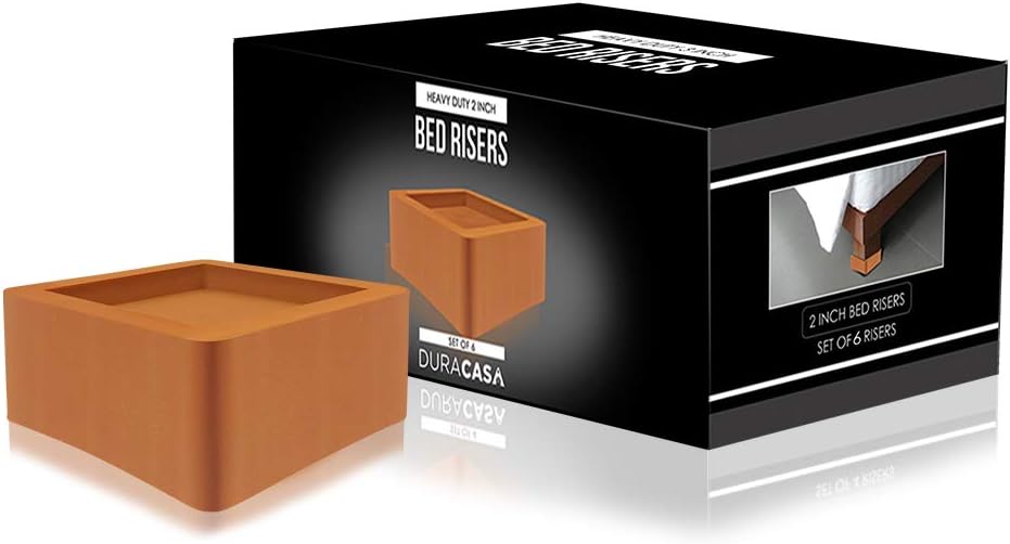 DuraCasa 3 Inch Bed Risers - Fits Huge 5.5 Inch Bed or Furniture Post, Creates an Additional 3 Inches of Height or Storage! Heavy-Duty Table, Chair, Desk or Sofa Riser (4, 3 Inch Black)