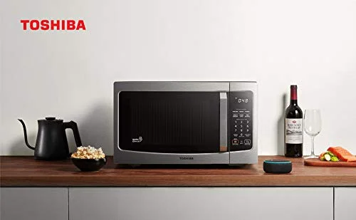 Toshiba ML-EM34P(SS) Smart Countertop Microwave Oven Works with Alexa, Humidity Sensor and Sound On/Off Function, 1100W, 1.3 Cu.ft, Stainless Steel