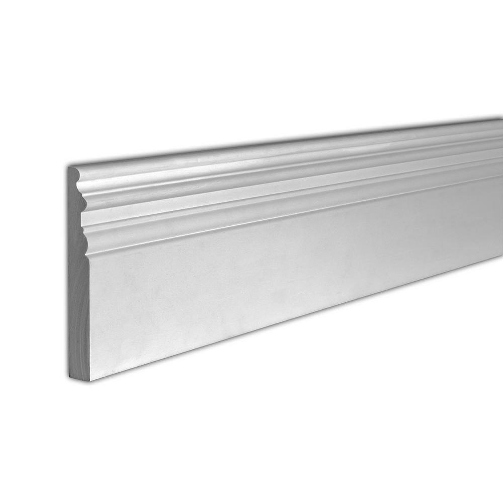 American Pro Decor 1 in. x 7-3/8 in. x 94-1/2 in. Plain Polyurethane Baseboard Moulding Pro Pack 15-1/2 LF (2-Pack), Primed Whit
