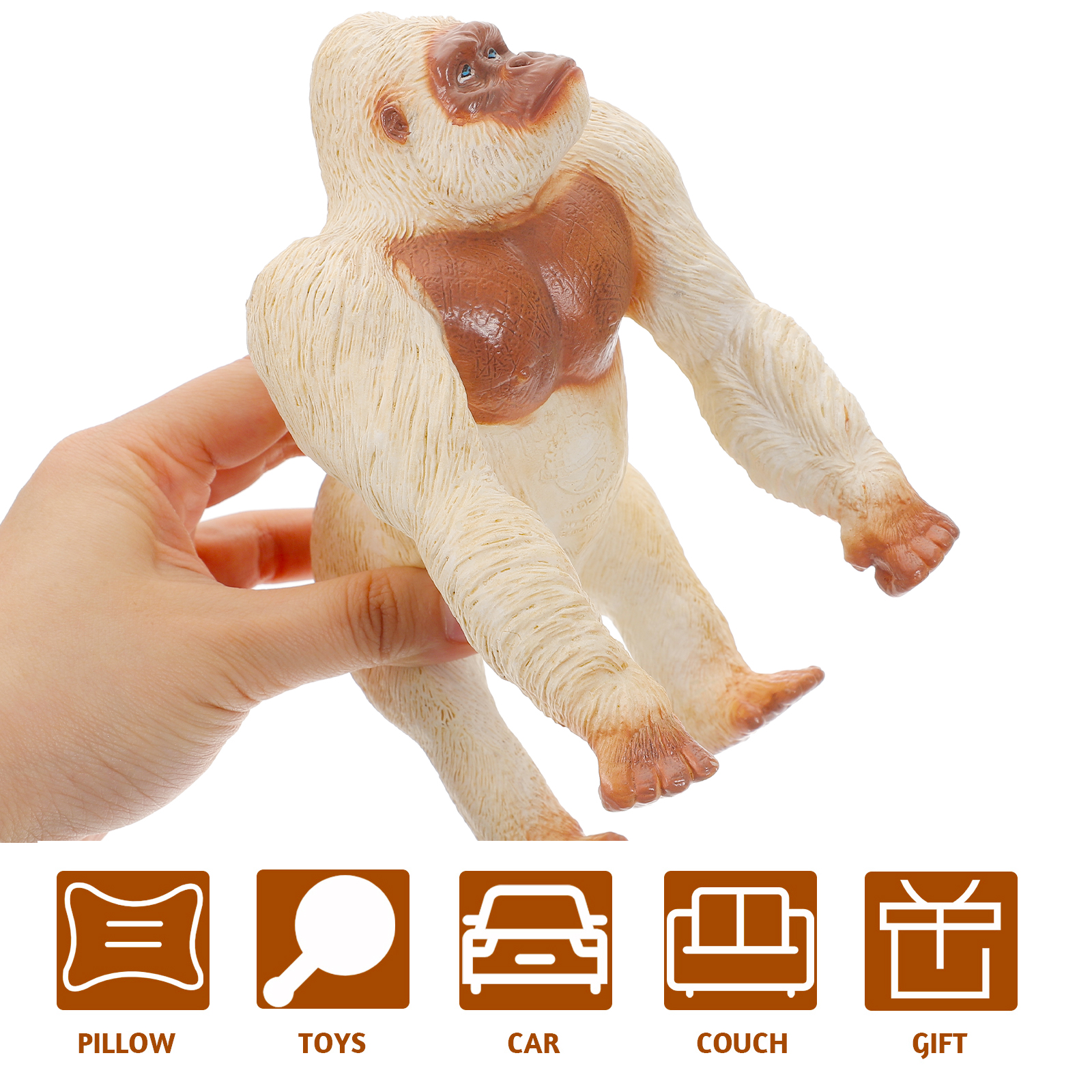 5 Count Decor Models Kids Educational Toys Mini Gorilla Figurine Chimpanzee Figure Forest Animal Figure Orangutan Toy Model Toy Puzzle White Plastic Child