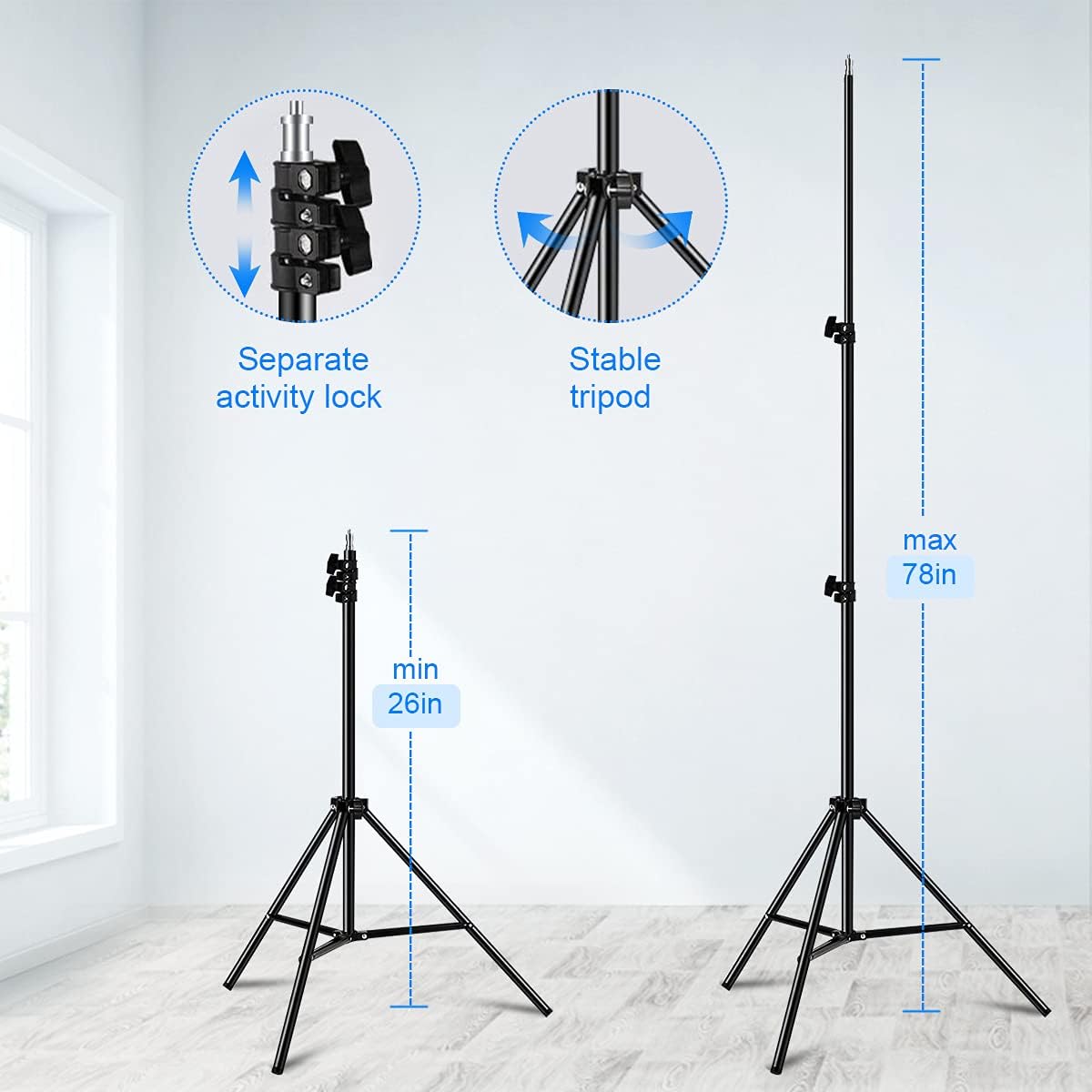 Portable Softbox Photography Video Lighting Kit Continuous Light System Background Frame Photography Photo Studio Equipment with 3 Colors Backdrop for Filming Model Portraits Advertising Shooting