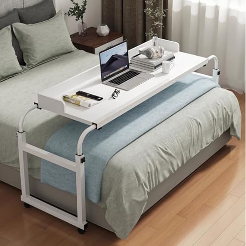 Bed Desk Over The Bed Table with Wheels Overbed Table Over The Bed Desk Over Bed Table Mobile Desk Bed Table with Wheels Computer Table for Bed Overbed Table with Wheels Adjustable Height 4white