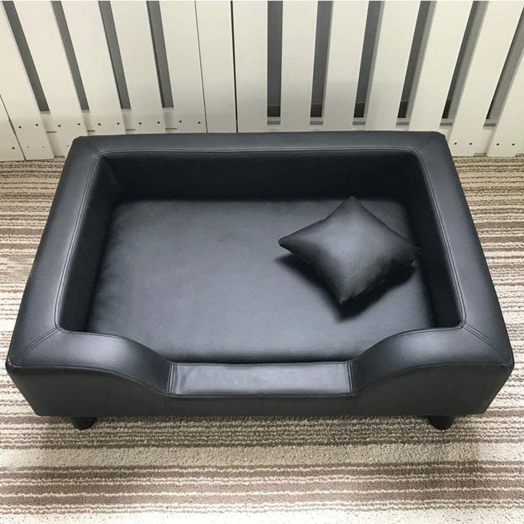 Dog Bed Waterproof and Dirt-Resistant Pet Bed High-Grade PU Leather Fashionable Pet Furniture Solid Wood Cat Bed Suitable for Cats Dogs Indoor