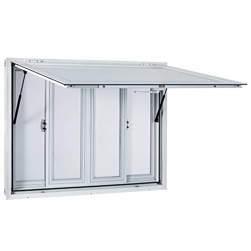 VEVOR Concession Window, 36 x 36 inch, Aluminum Alloy Food Truck Service Window with 4 Horizontal Sliding Screen Windows & Awning Door & Drag Hook, Serving Window for Food Trucks Concession Trailers