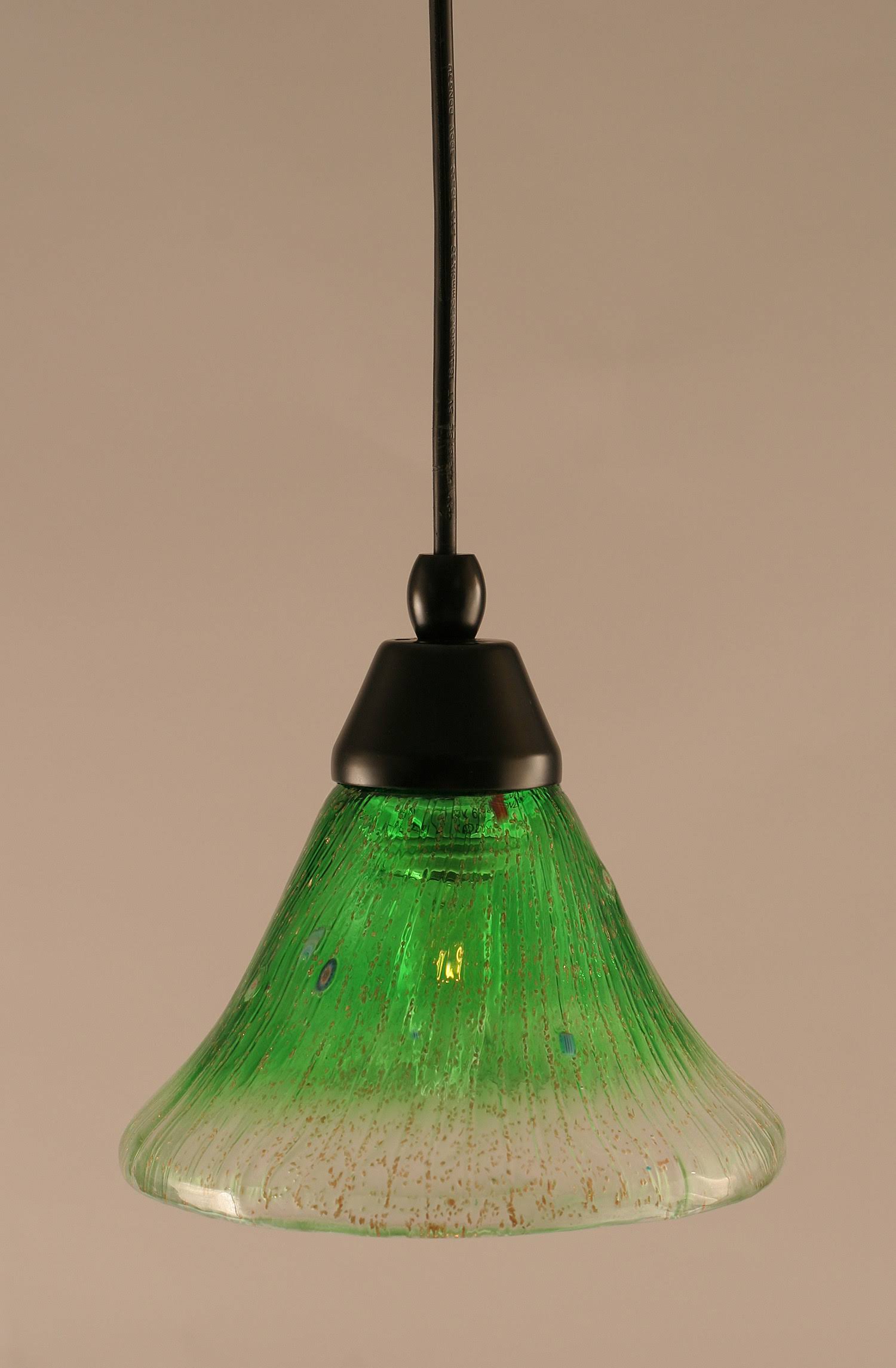 Toltec Lighting-22-MB-753-One Light Mini-Pendant Matte Black Finish with Kiwi Green Crystal Glass