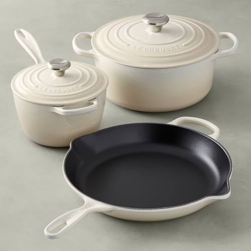 Le Creuset Signature Cast-Iron 5-Piece Cookware Set, Red | Williams Sonoma - Cookware Sets - Pot u0026 Pan Collections