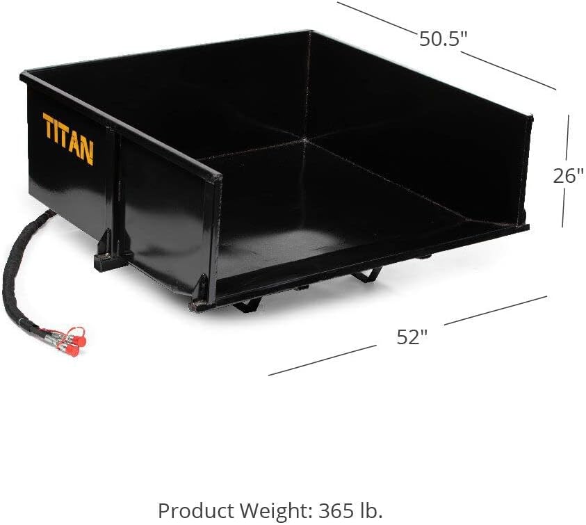 Titan Attachments 30 Cu. FT Quick Hitch Compatible Hydraulic Dump Box, Category 1, 3-Point, Landscaping Attachment