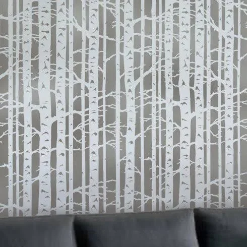 Wall Stencil Birch Forest - Allover Wall Pattern - Reusable Stencil for DIY Deco