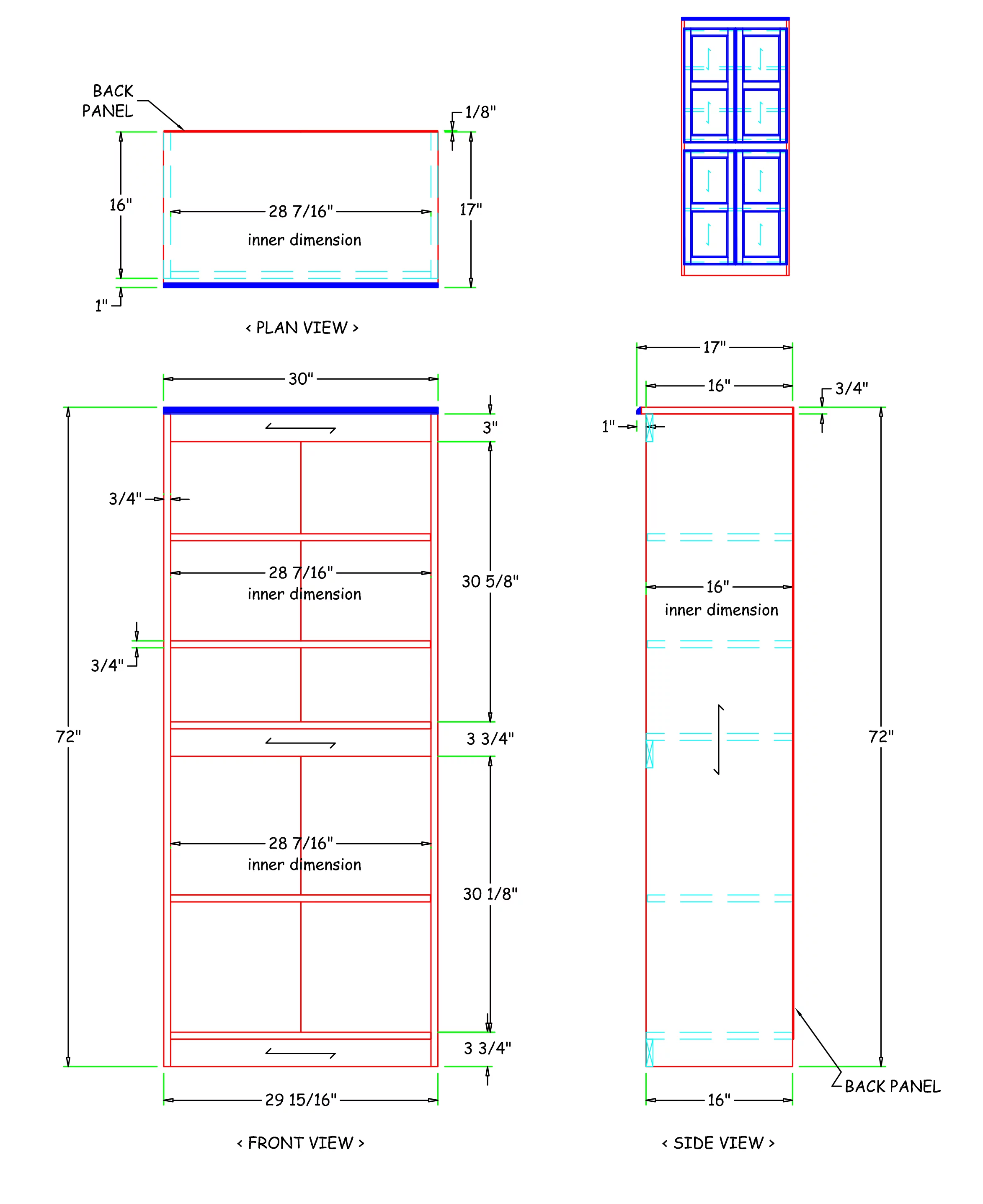 Concepts in Wood Storage Cabinet, 72 inch with 5 Shelves - Oak Finish