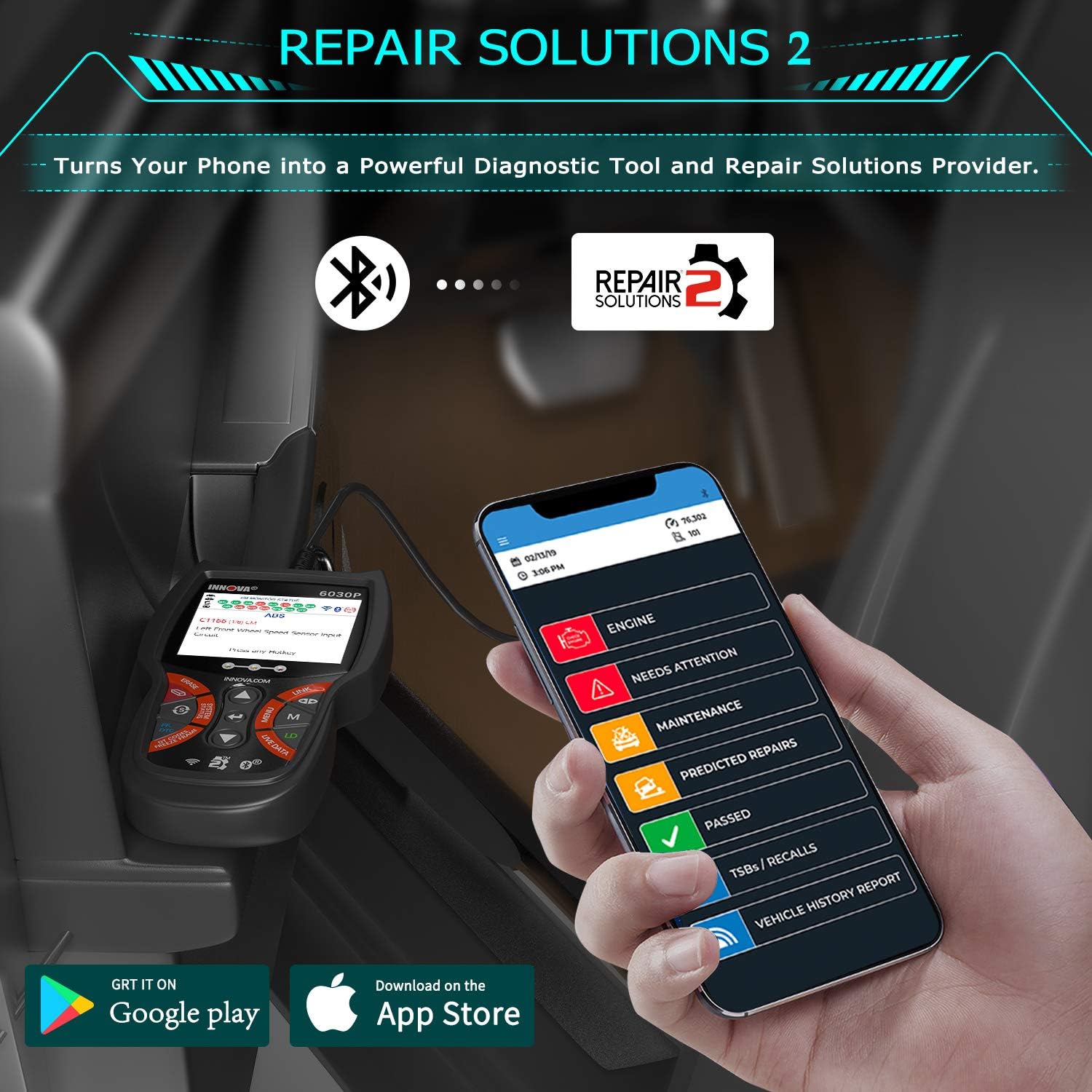 INNOVA 6030P OBD2 Scanner ABS Code Reader-Check Engine Light-Diagnostic Scan Tool Live Data with Battery & Alternator Test-Code Severity Levels-Full OBDII Modes