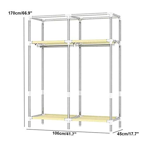 Closet Wardrobe Fabric Wardrobes Portable Closet Wardrobe with 2 Clothes Hanging Rails and 4 Shelves, Space Saving for Bedroom, Living Room,B