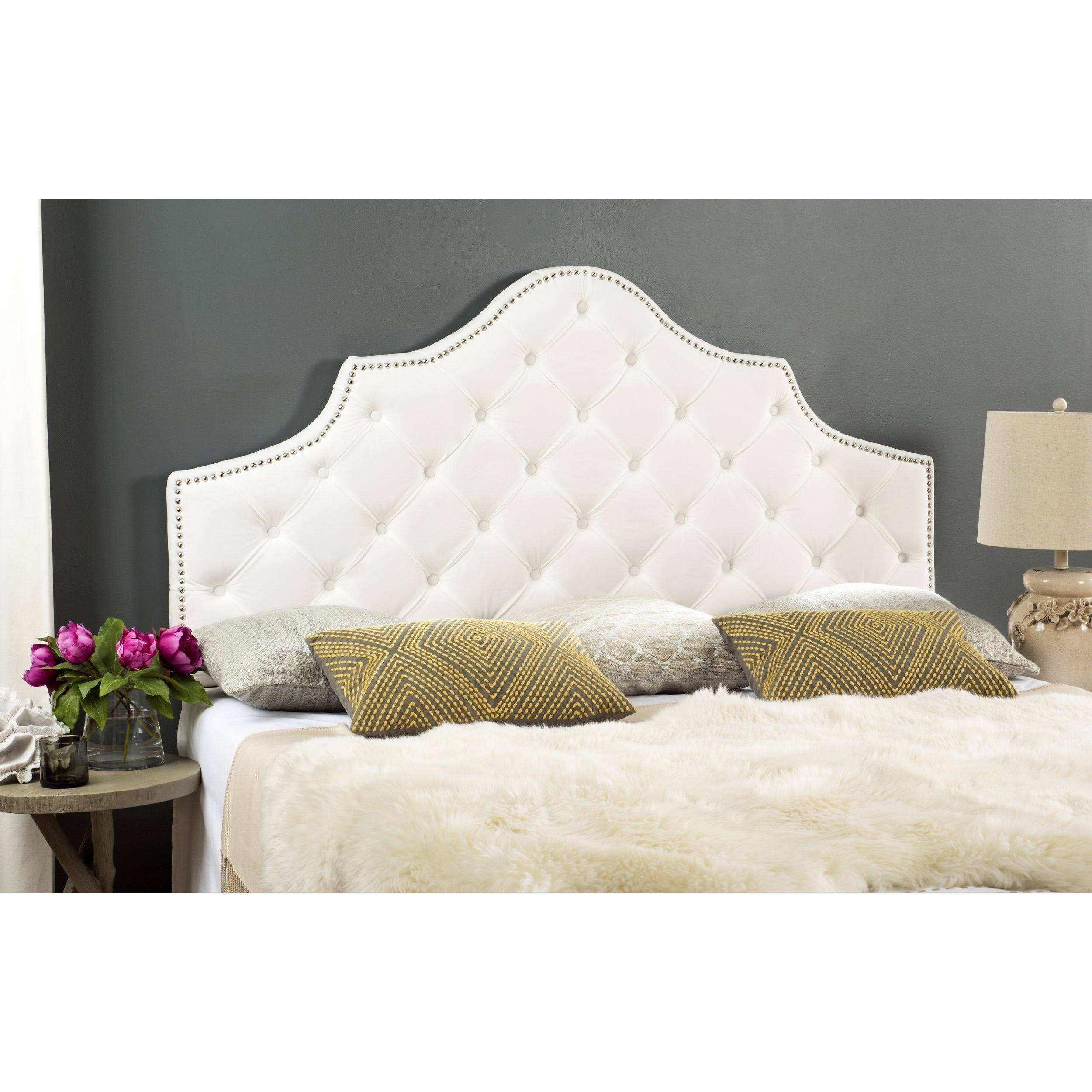 Safavieh Arebelle Tufted Velvet Headboard, White, King