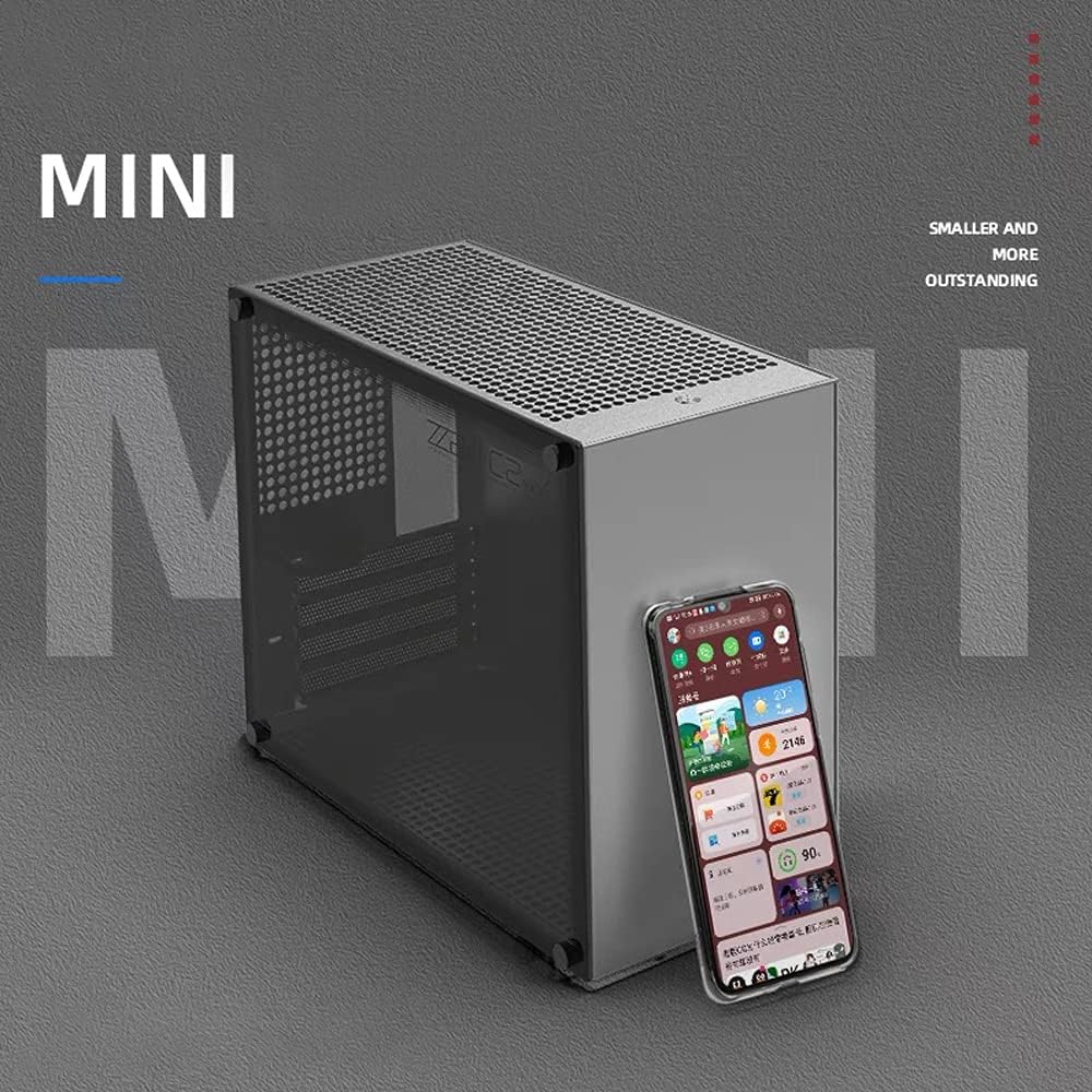 Aluminum Alloy Computer Case ZZAW C2, Support MATX Motherboard ATX SFX Power Supply Desktop PC Mini Micro Slim Portable 2022 Mid Tower Small Chassis with Tempered Glass for Gaming and Home Use
