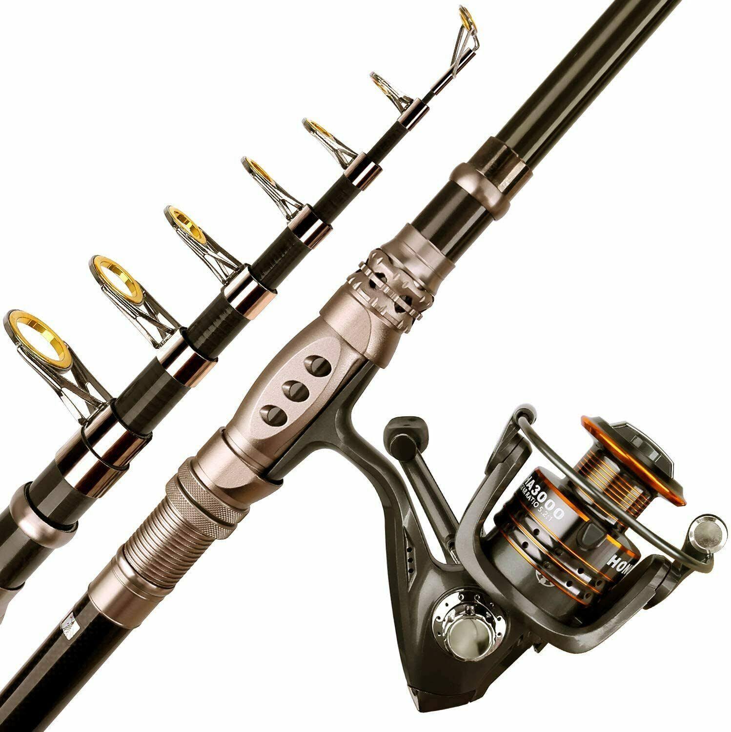 PLUSINNO Fishing Rod and Reel Combos Carbon Fiber Telescopic Fishing Rod with Reel Combo Sea Saltwater Freshwater Kit Fishing Ro