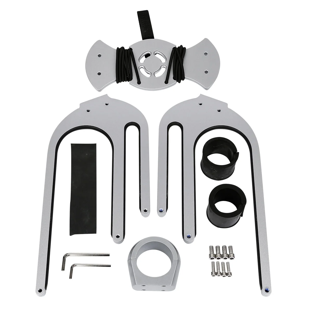 TCMT 2 Racks CNC Wakeboard Tower Rack CFR-KWA-2 Bat Back Boat Surfboard / Kneeboard Holder Silver