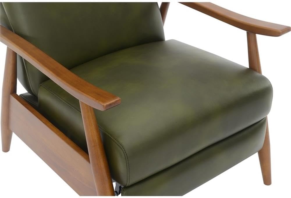 Solaris Fern Green Faux Leather Wood Arm Push Back Recliner