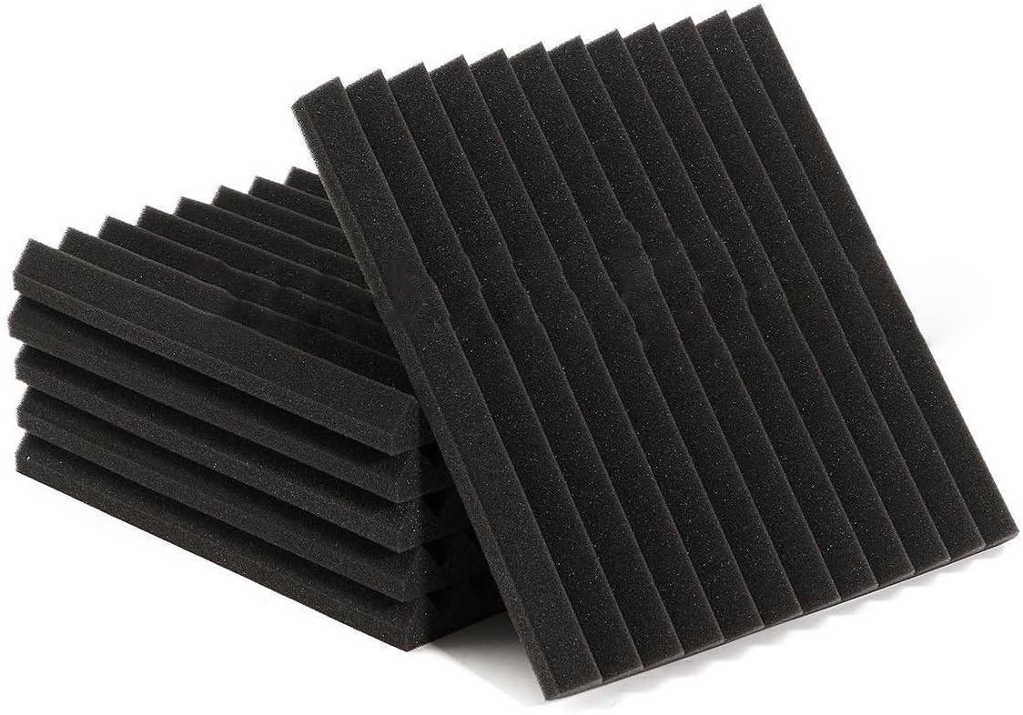 48 Pack BLACK RED Acoustic Foam Panel Wedge Studio Soundproofing Wall Tiles 12" X 12" X 1"