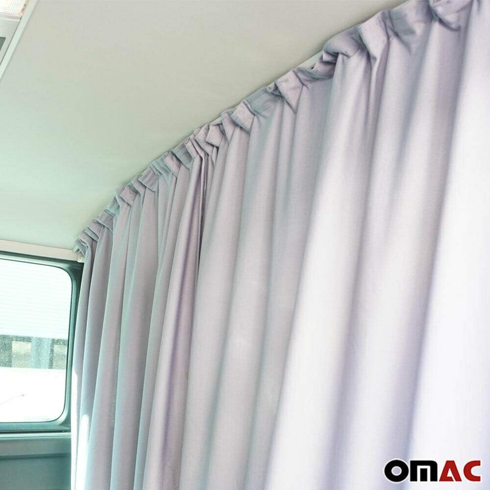 OMAC Van Cab Divider Curtains Campervan Sunshade Blinds Kit Grey | Fits Mercedes Sprinter Accessories 2 pcs. Curtains 1pcs. Profiles Screws