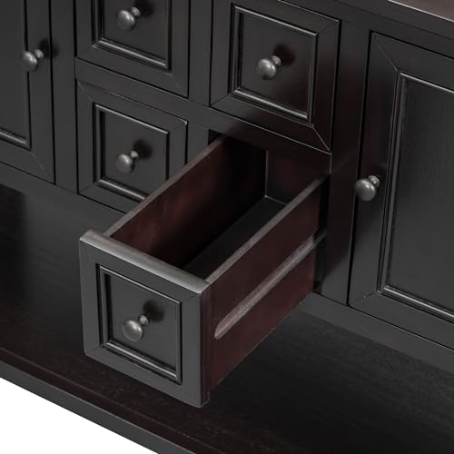 Farmhouse Sideboard Buffet Cabinet Kitchen Sideboard Cabinet with Storage Drawers and Bottom Shelf for Entryway Hallway Foyer Table Cupboard Coffee Bar Cabinet (46" Blue
