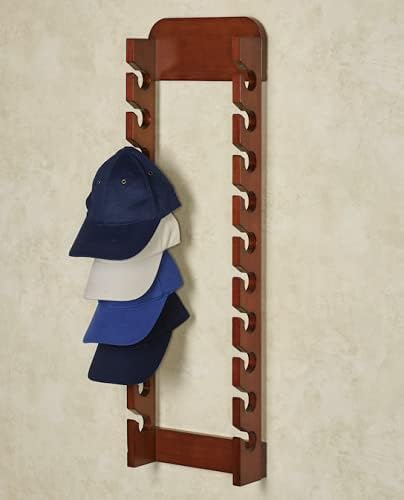 Touch of Class Wooden Cap Display Rack, Mission Red Oak, Triple Rack 30 Hat Slots, Handcrafted, Made of Solid Wood, Vertical Display, 20 Inches Width by 33 Inches High