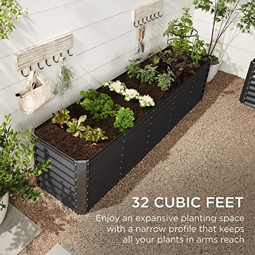 Best Choice Products 8x4x2ft Outdoor Metal Raised Garden Bed, Deep Root Planter Box for Vegetables, Flowers, Herbs, and Succulents w/ 478 Gallon Capacity - Gray