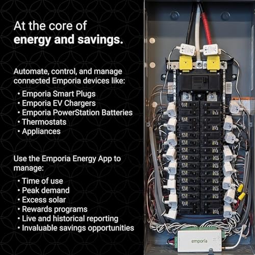 Emporia Gen 3 Smart Home Energy Monitor with 16 50A Circuit Level Sensors | Home Energy Automation and Control | Real Time Electricity Monitor/Meter | Solar/Net Metering