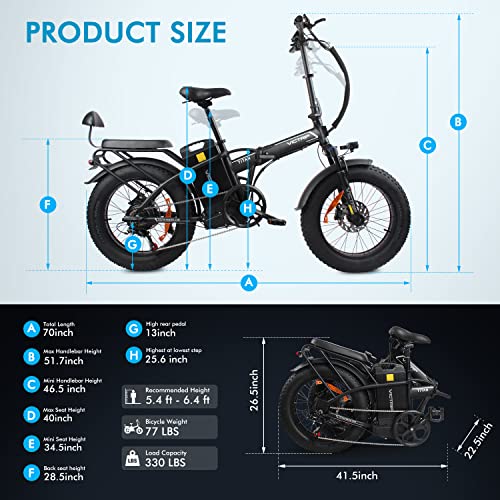 Titan 32Ah Battery 100 Miles Long Range 750W Folding Electric Bike for Adults Cruise Control Dual Shock Absorber 7-Speed Color Display Commuter Bike with 2 Seat Class 2 Electronic Horn